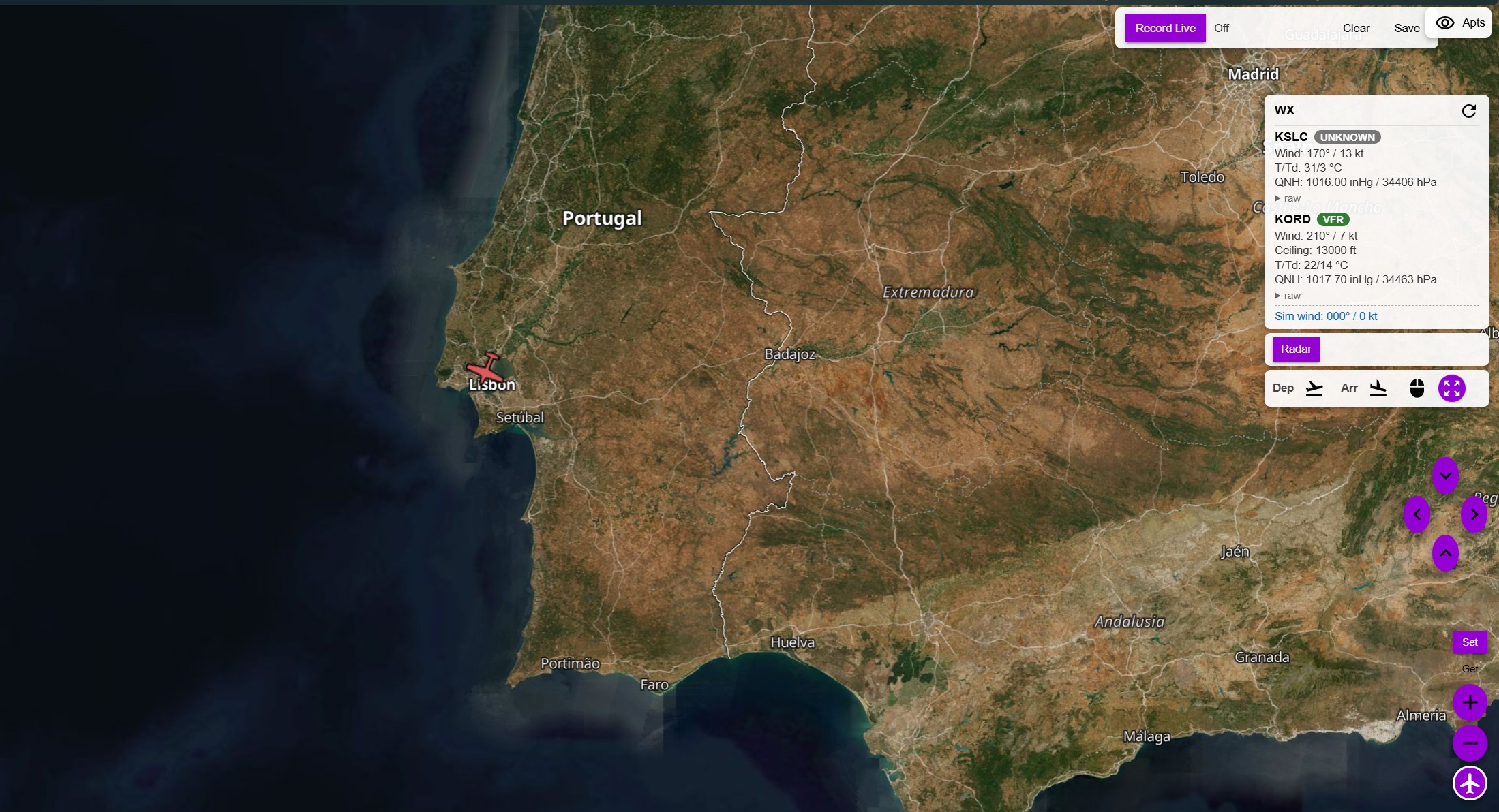 Satellite moving map view